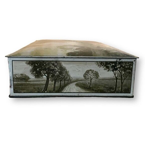 Vintage 1920s Uneeda Biscuit Tin NBC Nabisco Crackers Hinged Large Pastoral Farm - Picture 9 of 16